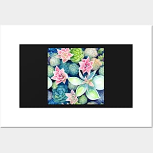 Watercolor succulent pattern Posters and Art